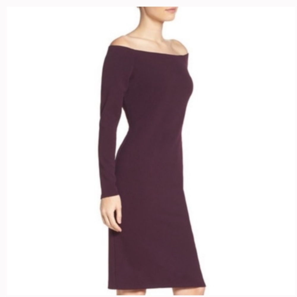 Eliza J Bandage Off-Shoulder Midi Dress Color Wine Size M Women's